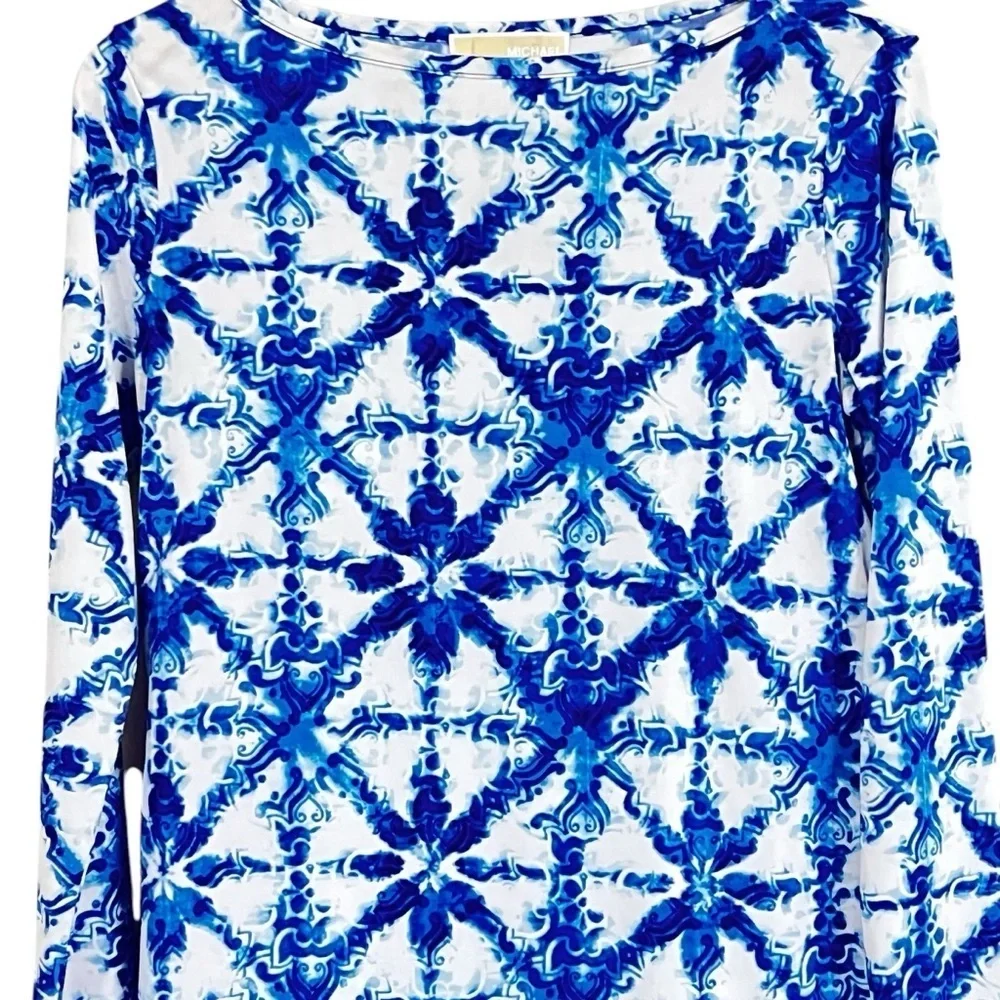 MICHAEL Michael Kors gorgeous dress white & blue women’s size Petite/Medium
